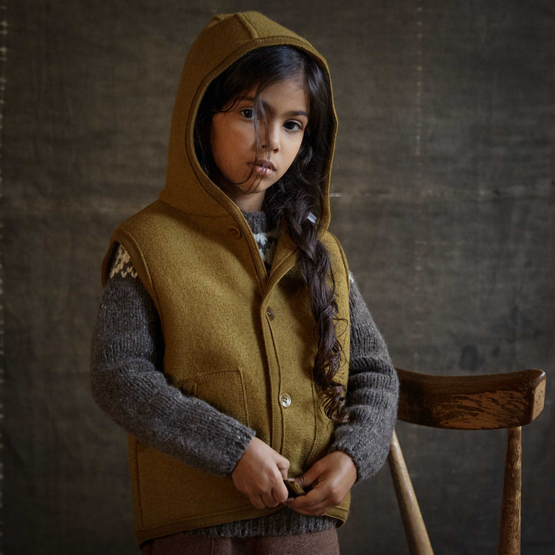 Baby/Children's Boiled Merino Wool Vest in green sizes 1-10