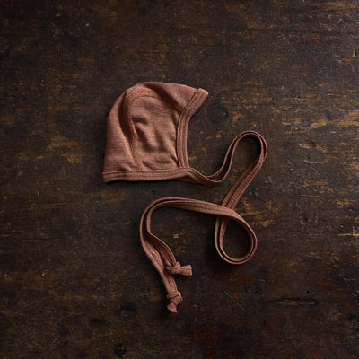 Piculet Baby Bonnet - Merino Wool & Silk - Russet