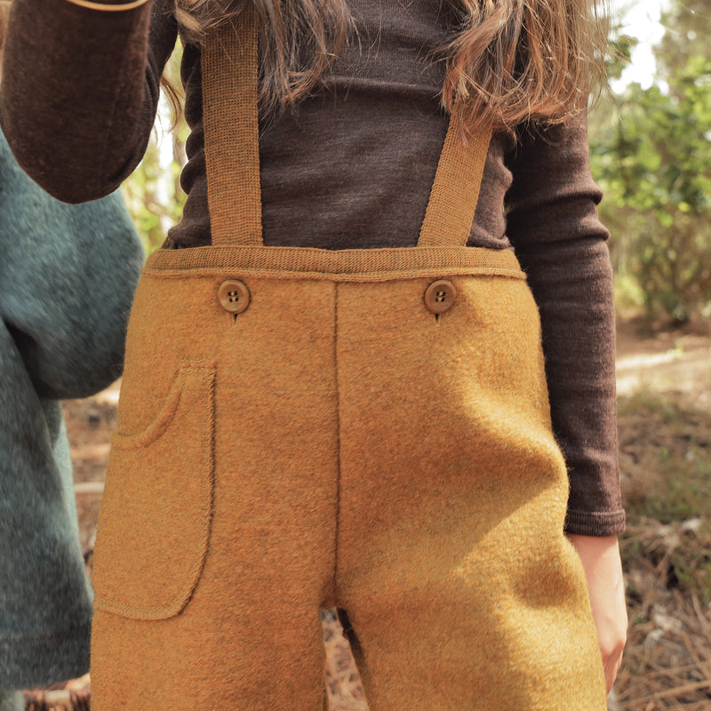 River Baby & Kids Dungarees - Boiled Merino Wool  - Copper