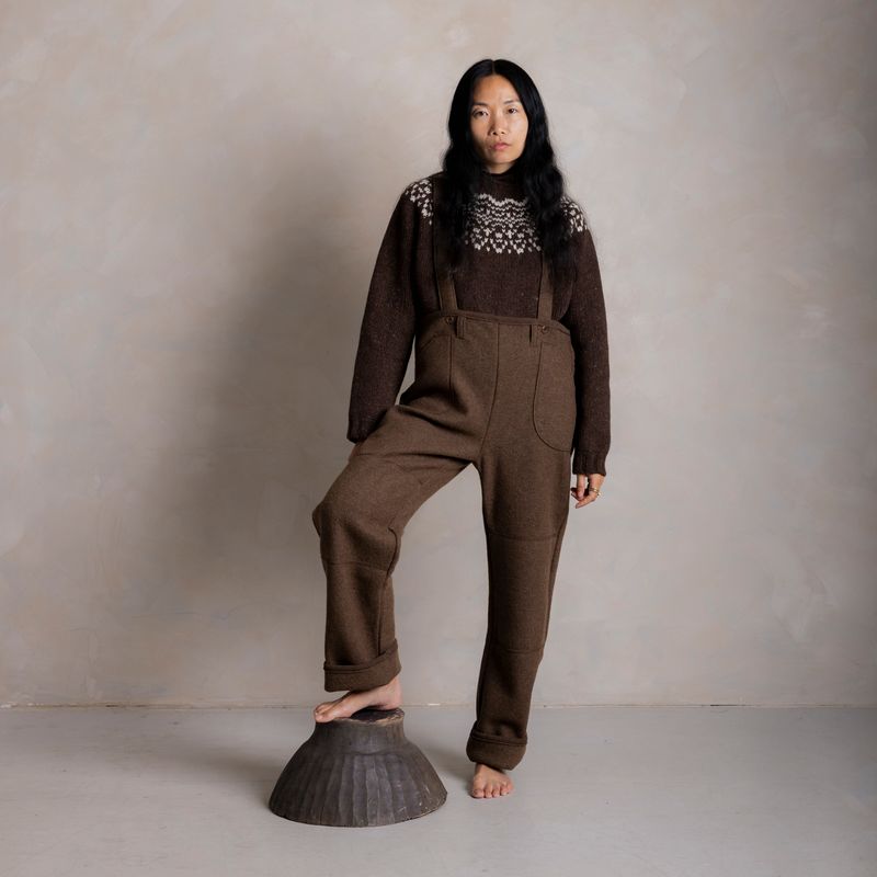 Women's Roam II Trousers/Dungarees - Boiled Merino Wool - Hazelnut