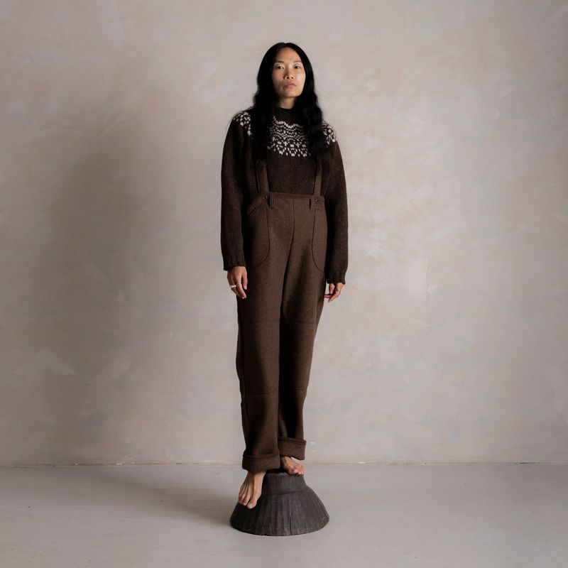 Women's Roam II Trousers/Dungarees - Boiled Merino Wool - Hazelnut