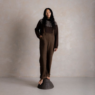 Women's Roam II Trousers/Dungarees - Boiled Merino Wool - Hazelnut