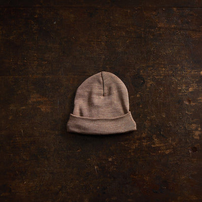 Rook Baby Beanie - Merino Wool & Silk - Warm Driftwood
