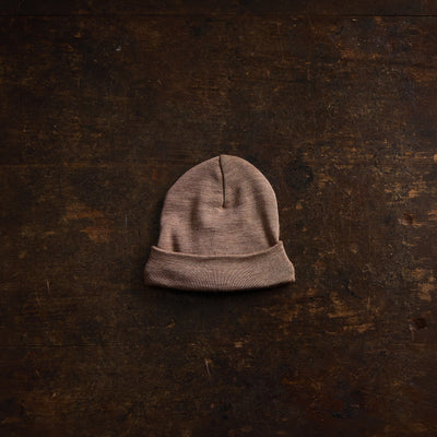 Rook Baby Beanie - Merino Wool & Silk - Warm Driftwood