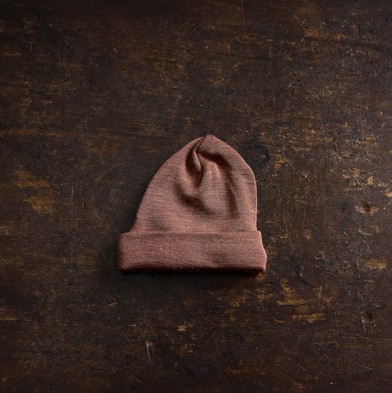Rook Baby Beanie - Merino Wool & Silk - Russet