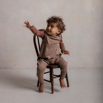 Ruff Baby Romper - Merino Wool & Silk - Warm Driftwood