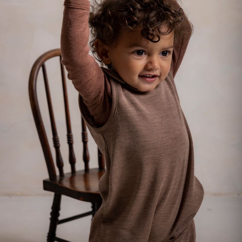 Ruff Baby Romper - Merino Wool & Silk - Warm Driftwood