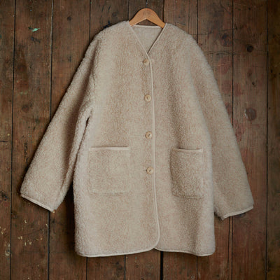 Womens Sika Coat - Wool Teddy Fleece - Oatmeal