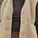 Elk Women's Vest - Wool Teddy Fleece - Oatmeal