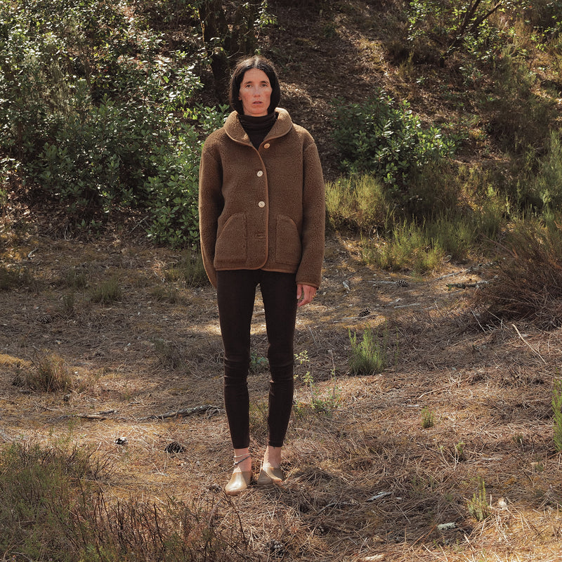 Oryx Women's Jacket - Wool Teddy Fleece - Pecan