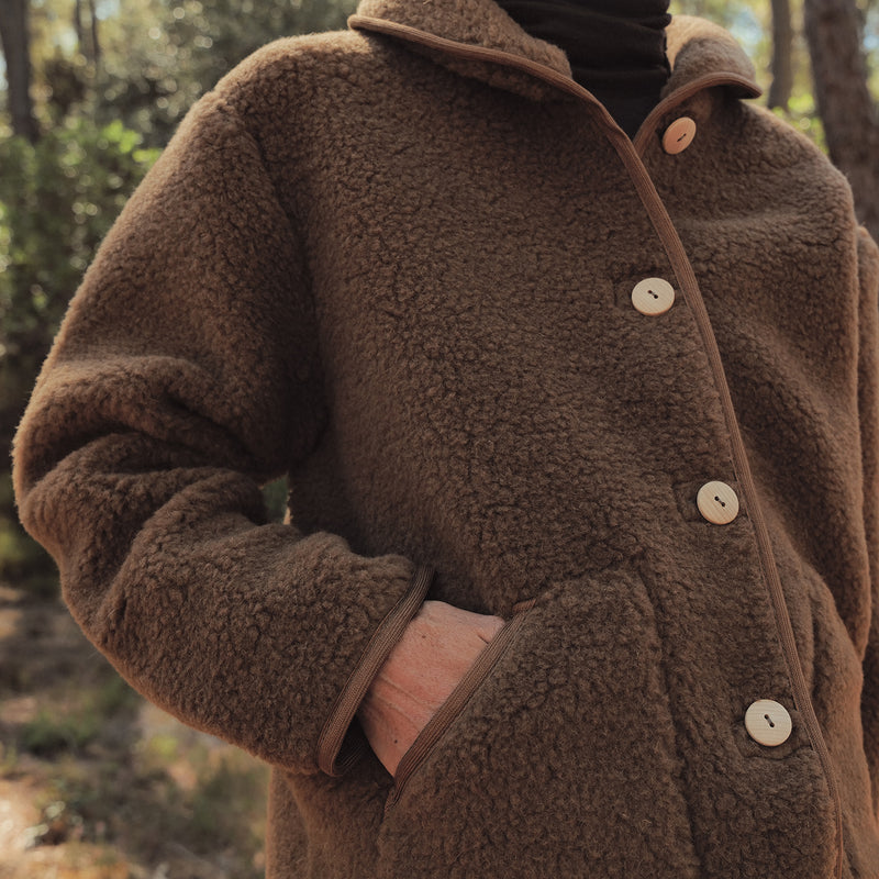 Oryx Women's Jacket - Wool Teddy Fleece - Pecan