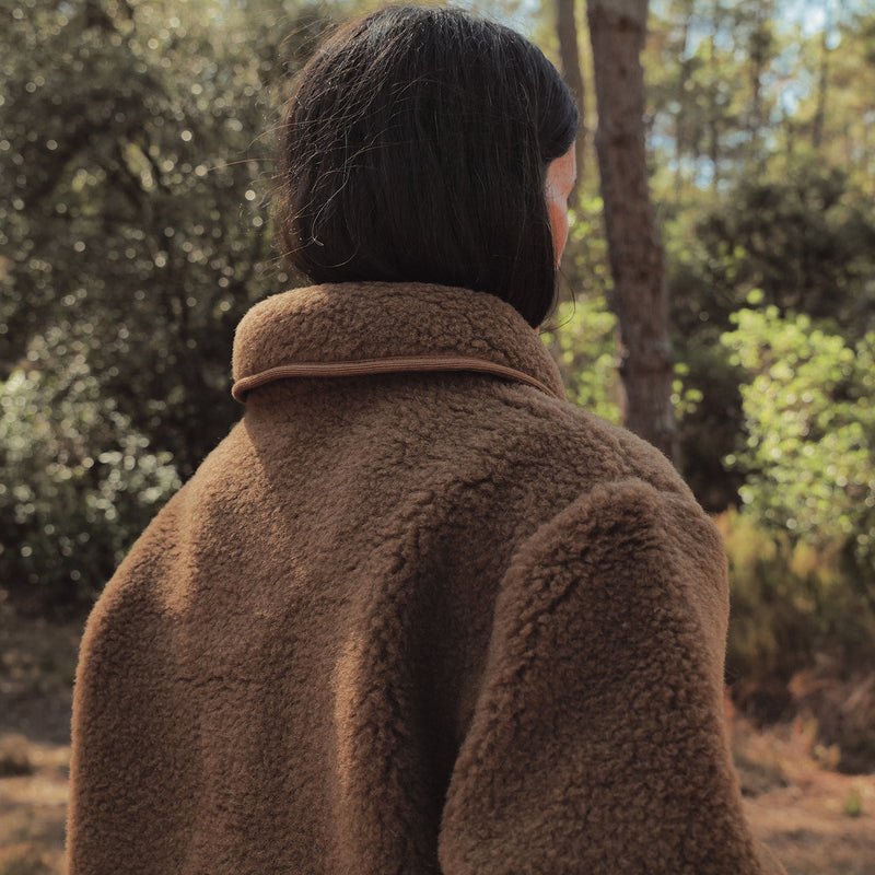 Oryx Women's Jacket - Wool Teddy Fleece - Pecan