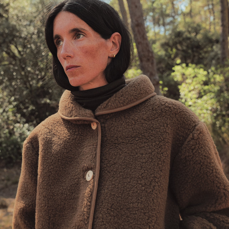 Oryx Women's Jacket - Wool Teddy Fleece - Pecan