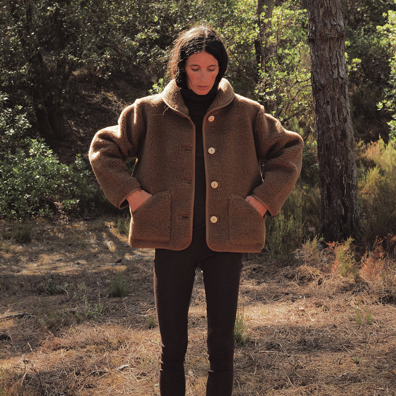 Oryx Women's Jacket - Wool Teddy Fleece - Pecan