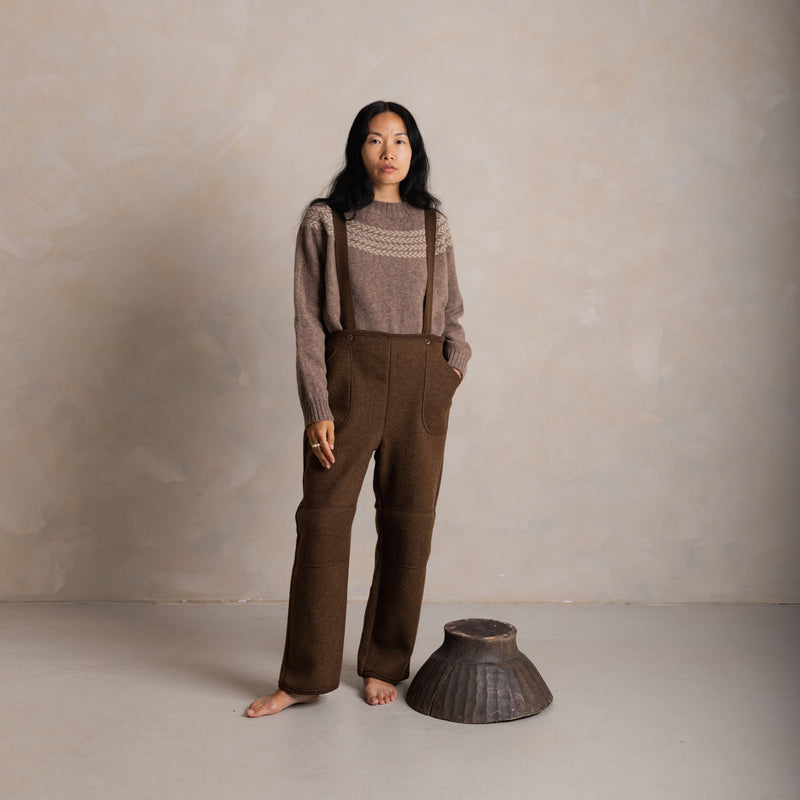 Women's Roam II Trousers/Dungarees - Boiled Merino Wool - Hazelnut