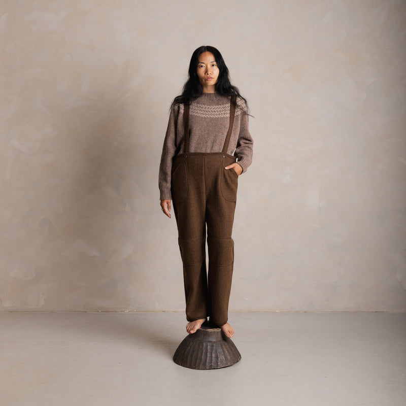 Women's Roam II Trousers/Dungarees - Boiled Merino Wool - Hazelnut