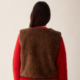 Women's Reversible Teddy Wool Aida Vest - Brown