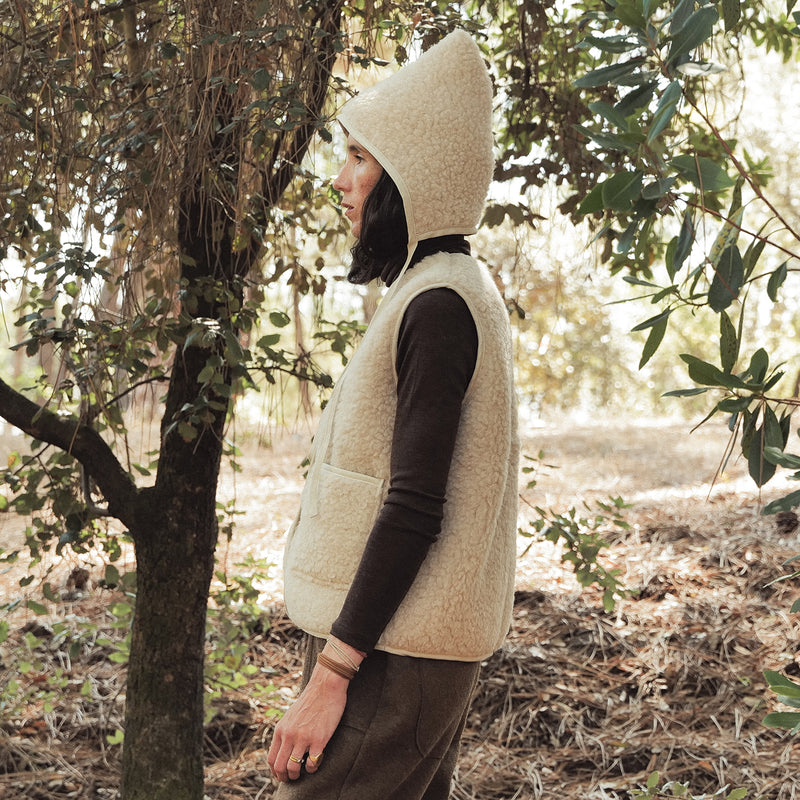 Topi Adults Bonnet - Wool Teddy Fleece - Oatmeal
