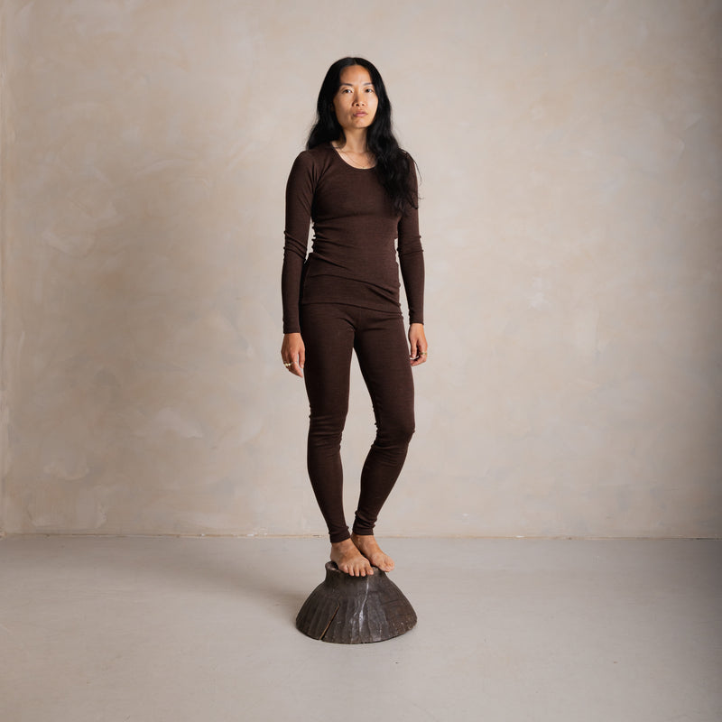Finch Women's Leggings - Merino Wool & Silk - Cacao