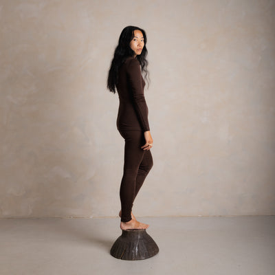 Finch Women's Leggings - Merino Wool & Silk - Cacao