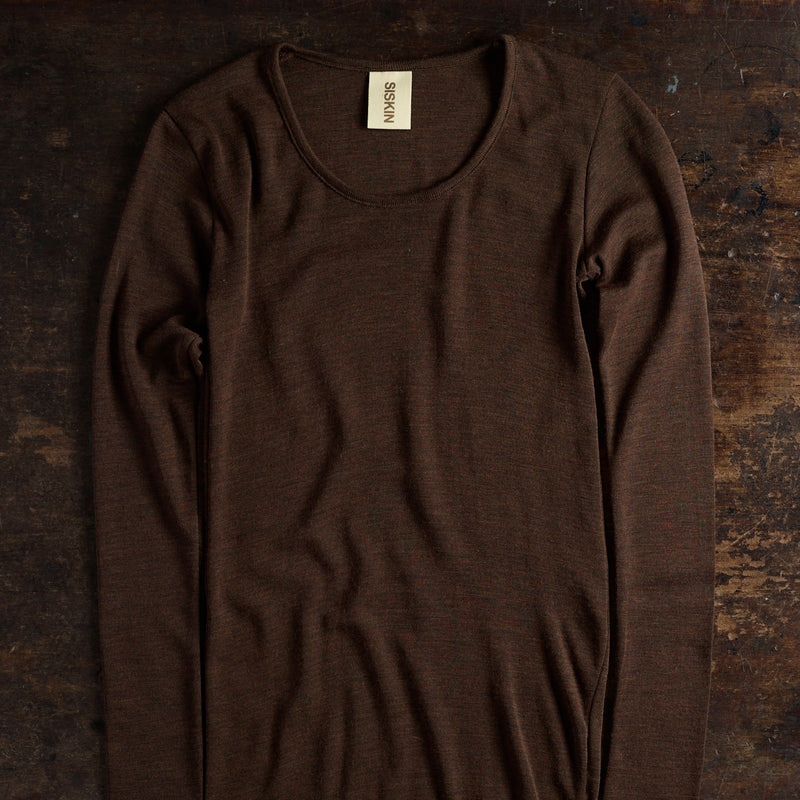 Lark Women's Top - Merino Wool & Silk - Cacao
