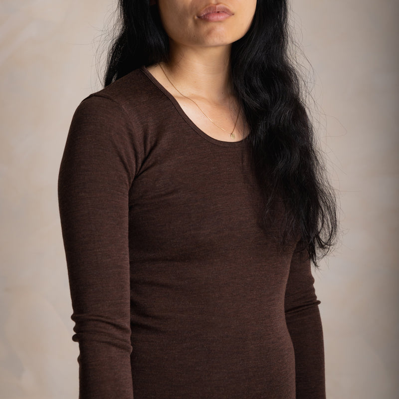 Lark Women's Top - Merino Wool & Silk - Cacao