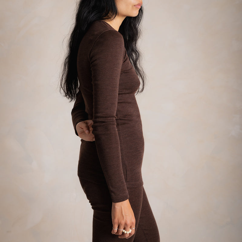 Lark Women's Top - Merino Wool & Silk - Cacao