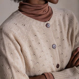 Cloud Women’s Pointelle Cardigan - Superfine Lambswool - Oat