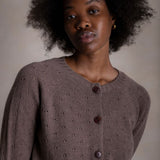 Cloud Women’s Pointelle Cardigan - Superfine Lambswool - Timber