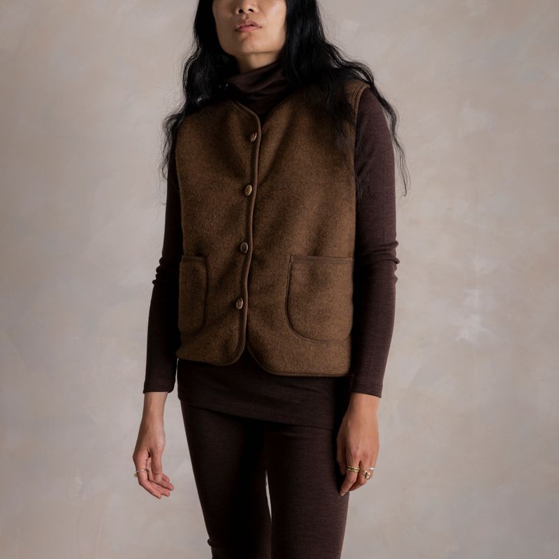 Eider Women’s Vest - Merino Wool Fleece - Sycamore