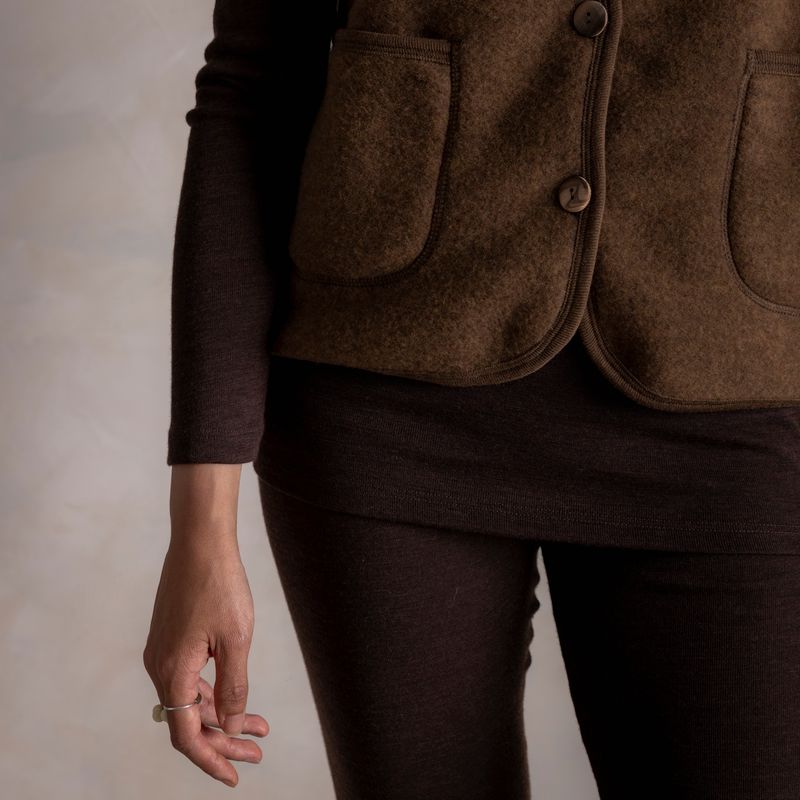 Eider Women’s Vest - Merino Wool Fleece - Sycamore