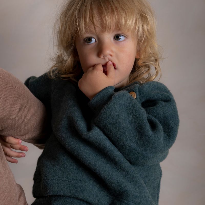 Puffin Baby & Kids Sweater - Merino Wool Fleece - Seafoam