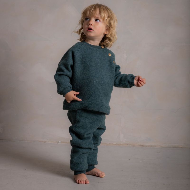 Puffin Baby & Kids Sweater - Merino Wool Fleece - Seafoam