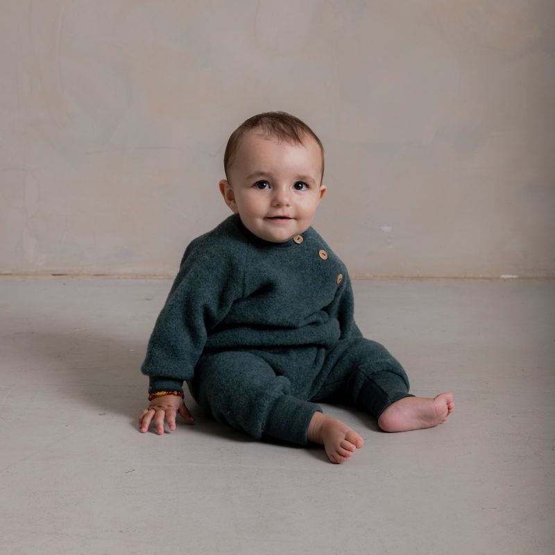 Puffin Baby & Kids Sweater - Merino Wool Fleece - Seafoam