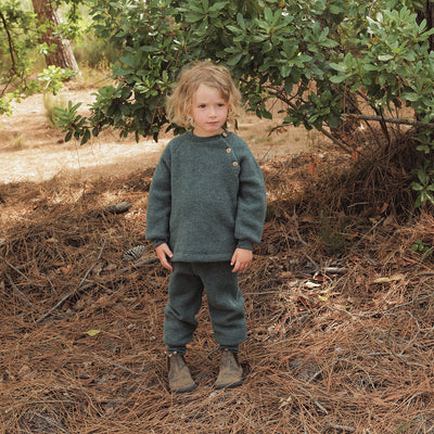 Puffin Baby & Kids Sweater - Merino Wool Fleece - Seafoam