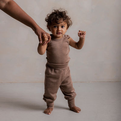 Batis Baby Pants - Merino Wool & Silk - Warm Driftwood
