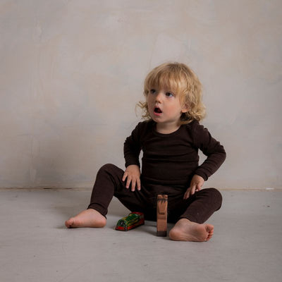 Finch Baby Leggings - Merino Wool & Silk - Cacao