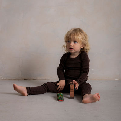 Finch Baby Leggings - Merino Wool & Silk - Cacao