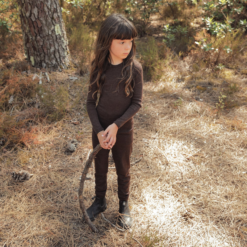 Finch Baby & Kids Leggings - Merino Wool & Silk - Cacao