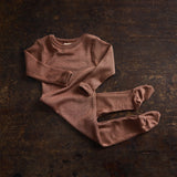 Kea Baby Pyjamas - Merino Wool & Silk - Russet