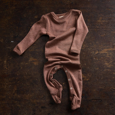 Kea Baby Pyjamas - Merino Wool & Silk - Russet