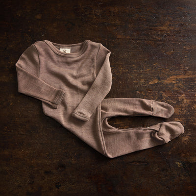 Kea Baby Pyjamas - Merino Wool & Silk - Warm Driftwood