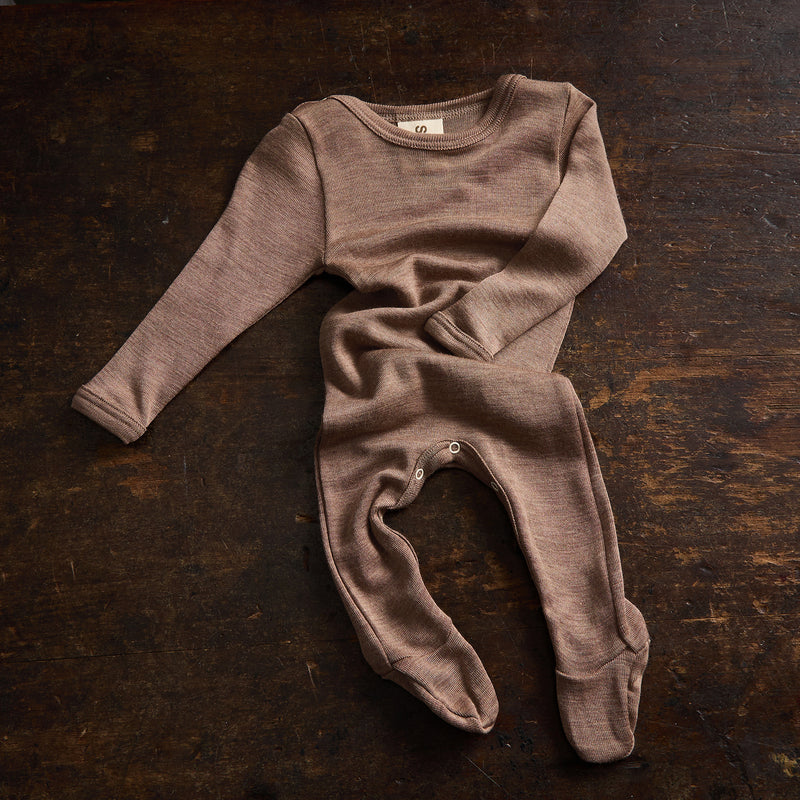 Kea Baby Pyjamas - Merino Wool & Silk - Warm Driftwood