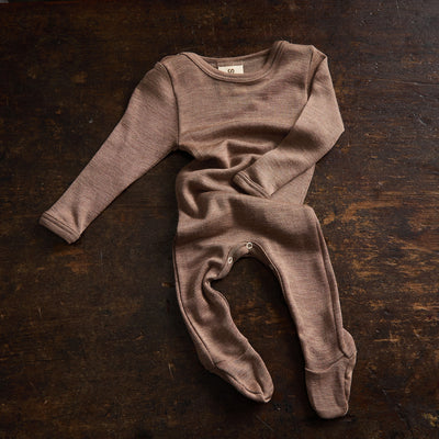 Kea Baby Pyjamas - Merino Wool & Silk - Warm Driftwood