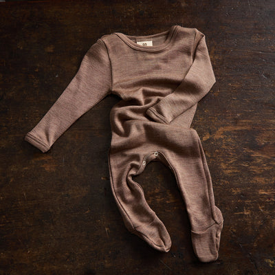 Kea Baby Pyjamas - Merino Wool & Silk - Warm Driftwood