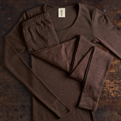 Lark Top & Finch Leggings Women’s Set - Merino Wool & Silk - Cacao
