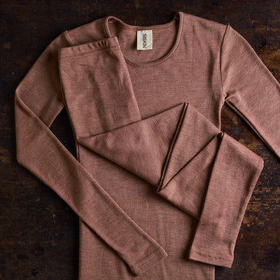 Lark Top & Finch Leggings Women’s Set - Merino Wool & Silk - Russet