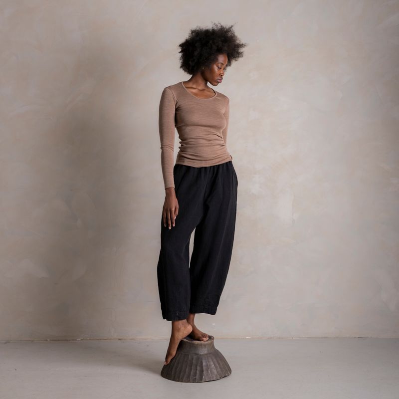Lark Women's Top - Merino Wool & Silk - Warm Driftwood