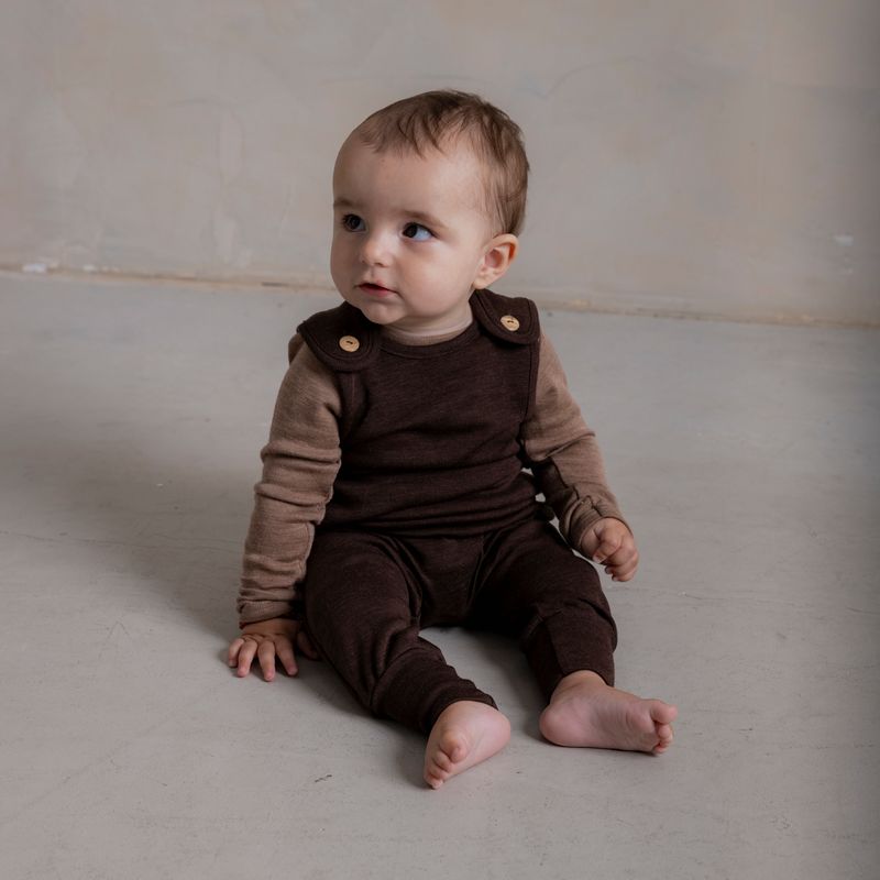 Ruff Baby Romper - Merino Wool & Silk - Cacao