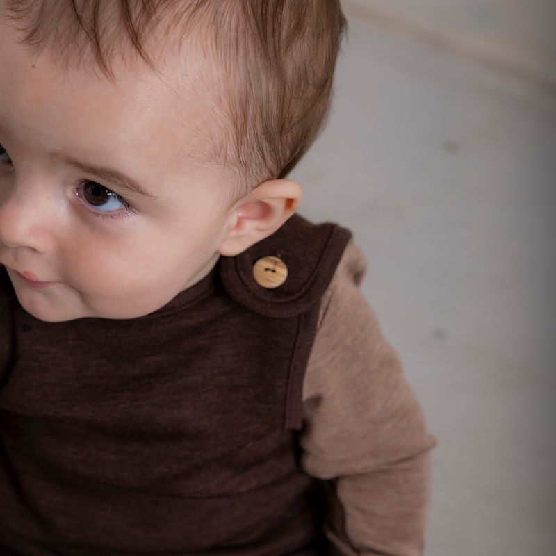 Ruff Baby Romper - Merino Wool & Silk - Cacao